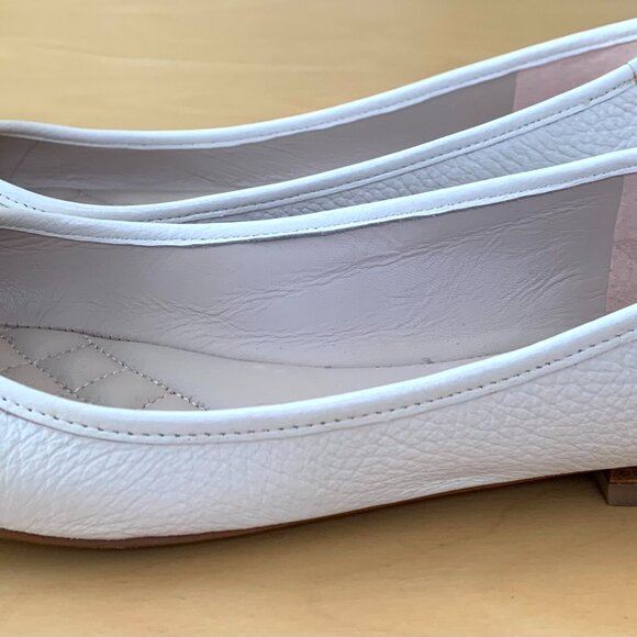 Vince Camuto White Leather Ballerina Flats With Gold Braid Detail - Picture 2 of 4
